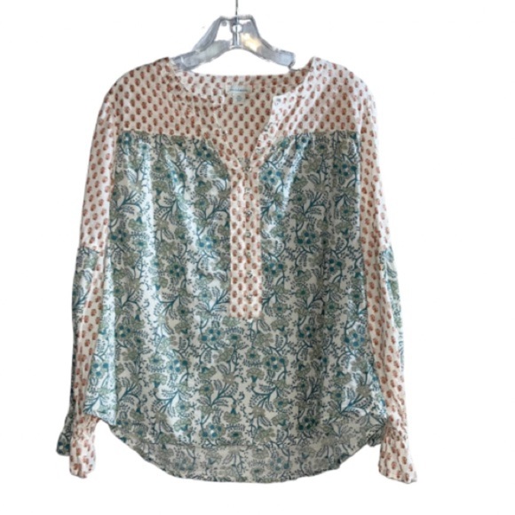 Sundance Cotton Boho Dainty Floral Fall Colors Print Long Sleeve Top Size Small - Picture 1 of 8